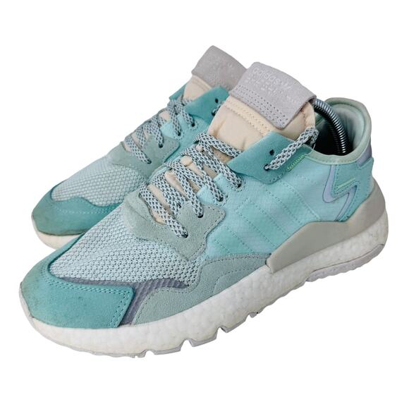 Adidas Nite Jogger Walking Shoes Sneakers Reflective Lace‎ Up Ice Mint Size 9 - Picture 2 of 8
